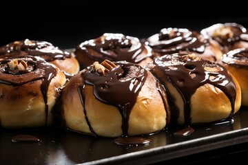 Professional food photography of chocolate rolls