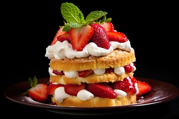 Professional food photography of strawberry shortcake 