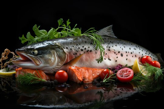 Professional food photography of trout AI Generated