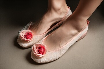 A ballerina s slipper transformed into a blooming rose