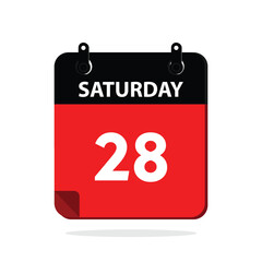 calender icon, 28 saturday icon with white background