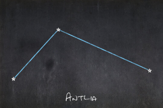 Antlia constellation drawn on a blackboard