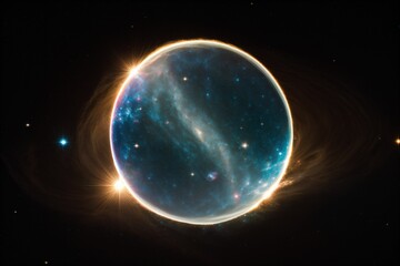 A soap bubble popping into a galaxy