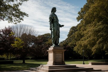 Obraz premium A statue in the campus park standing tall against time