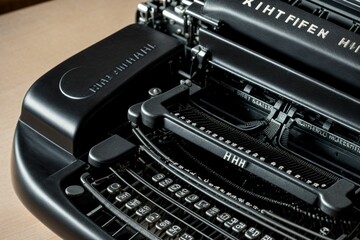 Fototapeta na wymiar A typewriter key press birthing a story into life