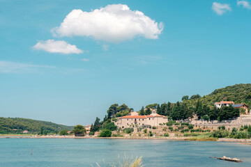 Scenic view of the Monastery of Saint Eufemija in Kampor. Rab island, Croatia