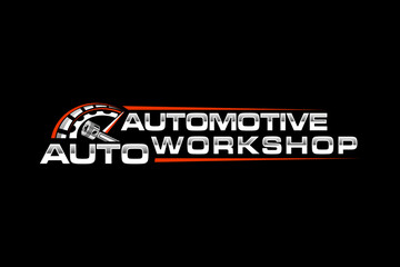 Auto workshop piston gear logo design automotive car engine garage label