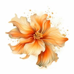Fototapeta na wymiar Bright Orange and yellow hibiscus flower art isolated on white background. Vector watercolor illustration. Watercolor painting of a beautiful colorful flower. .