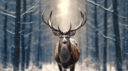deer in the forest HD 8K wallpaper Stock Photographic Image