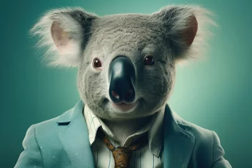 Tuinposter Anthropomorphic koala dressed in a suit like a businessman. Business Concept. AI generated, human enhanced © top images