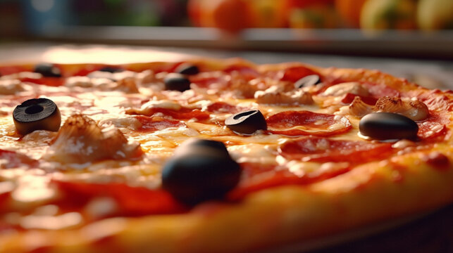 pizza on the table HD 8K wallpaper Stock Photographic Image
