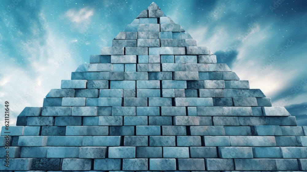 Poster tiles made of stone that resemble an empty triangle with sky. made using generative ai tools