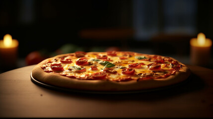 pizza on a table HD 8K wallpaper Stock Photographic Image
