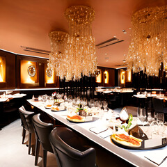 Luxury elegant table setting dinner in a restaurant -ai