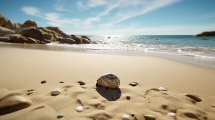 beach with stones HD 8K wallpaper Stock Photographic Image