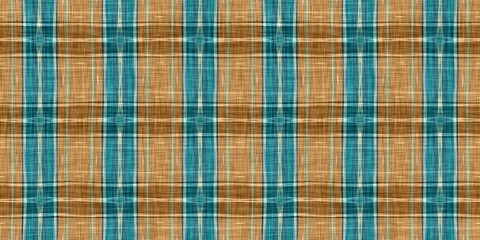 Teal rustic coastal beach house border check fabric tile. Seamless sailor flannel edging trim textile. Gingham blur rustic banner ribbon endless tape.