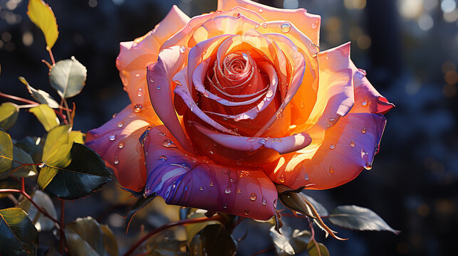 rose in the water HD 8K wallpaper Stock Photographic Image
