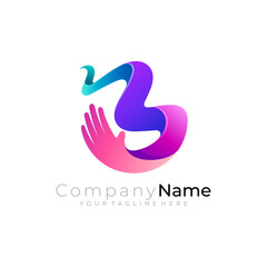 Obraz premium Letter B logo and hand care design combination, community design