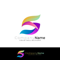 Simple letter S design template, colorful style