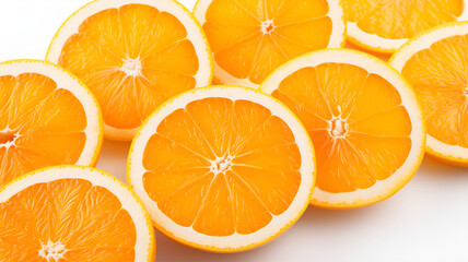 sliced oranges on a white background