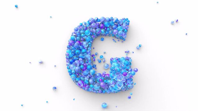 Latin Alphabet - Colorfull Balls Form a Letter in 4k Video Made for Learning Alphabet, Characters and Letter Forms in a Fun Way
