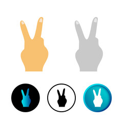 Abstract Peace Hand Gesture Icon Illustration