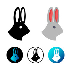 Flat Rabbit Head Icon Illustration