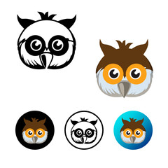 Flat Owl Head Icon Illustration