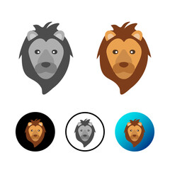 Flat Lion Head Icon Illustration