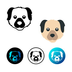 Flat Dog Head Icon Illustration