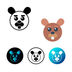 Flat Beaver Head Icon Illustration