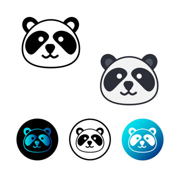 Flat Panda Head Icon Illustration