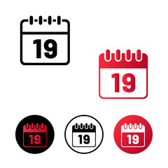 Calendar Day 19 Icon Illustration