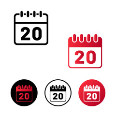 Calendar Day 20 Icon Illustration