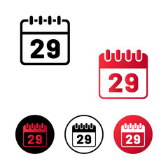 Calendar Day 29 Icon Illustration