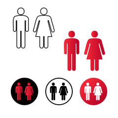 Abstract Male and Female Toilet Icon Illustration
