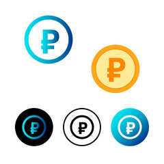 Abstract Russian Ruble Currency Icon Illustration