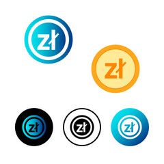 Abstract Poland Zloty Currency Icon Illustration