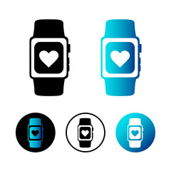Abstract Smart Watch With Heart Icon Illustration