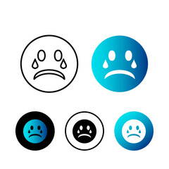 Abstract Cry Emotion Icon Illustration