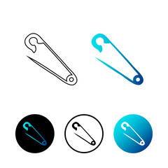 Abstract Safety Pin Icon Illustration