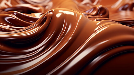 A tempting visual composition highlighting the velvety smoothness of flowing chocolate, its warm and inviting texture. Generative AI