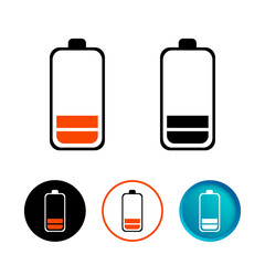 Abstract Battery Low Charge Icon Set