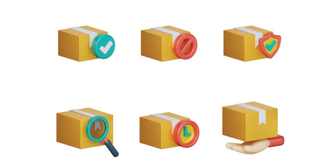 3D delivery package icon set