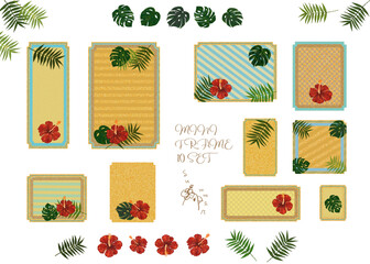 フレーム素材【ハイビスカス・モンステラ・ヤシ】海のメッセージカード(・&forall;・)