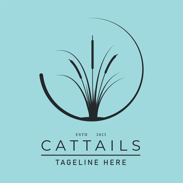 cattails icon silhouette logo vector design art.