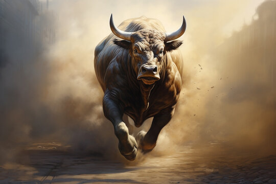 An image of a bull running - Generative AI