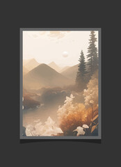Abstract Mountain painting, Landscape Background AI generated