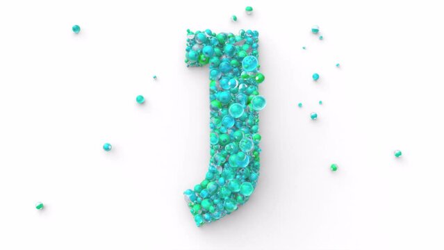 Latin Alphabet - Colorfull Balls Form a Letter in 4k Video Made for Learning Alphabet, Characters and Letter Forms in a Fun Way