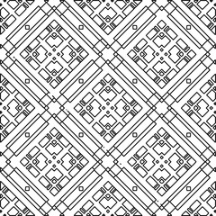  Monochrome ornamental texture with smooth linear shapes, zigzag lines, lace pattern. Abstract geometric black and white pattern for web page, textures, card, poster, fabric, textile.